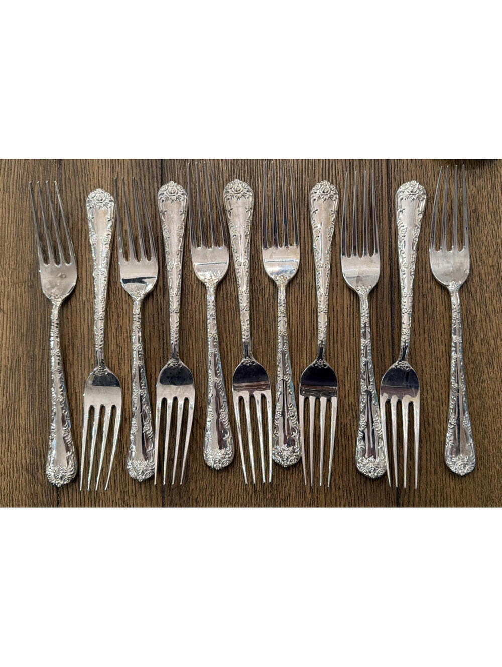 Wm. Rogers & Son Enchanted Rose Silverplate Dinner Forks - Set of 12